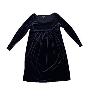 Jones New York Womens Velvet Dress Size 16 Black Boat Neck Long Sleeve NWT $128
